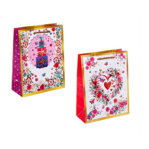 Пакет подарочный бумажный 18x23x8см Бабочки с цветами 2 дизайна LADECOR